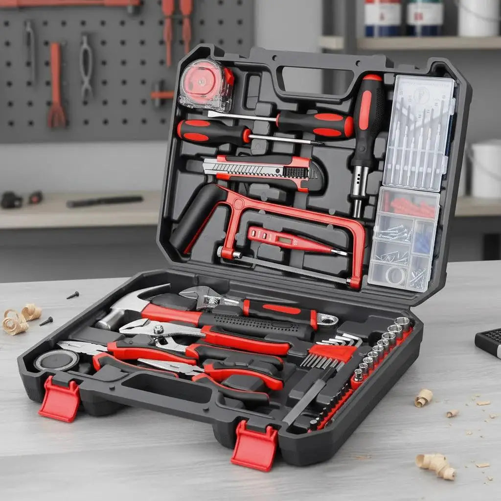 19pcs 43pcs 108pcs DIY Hand Tool Kit Set with Saw Screwdriver Hammer Tape Wrench Pliers for Home Improvement and Repair from PriceLows™