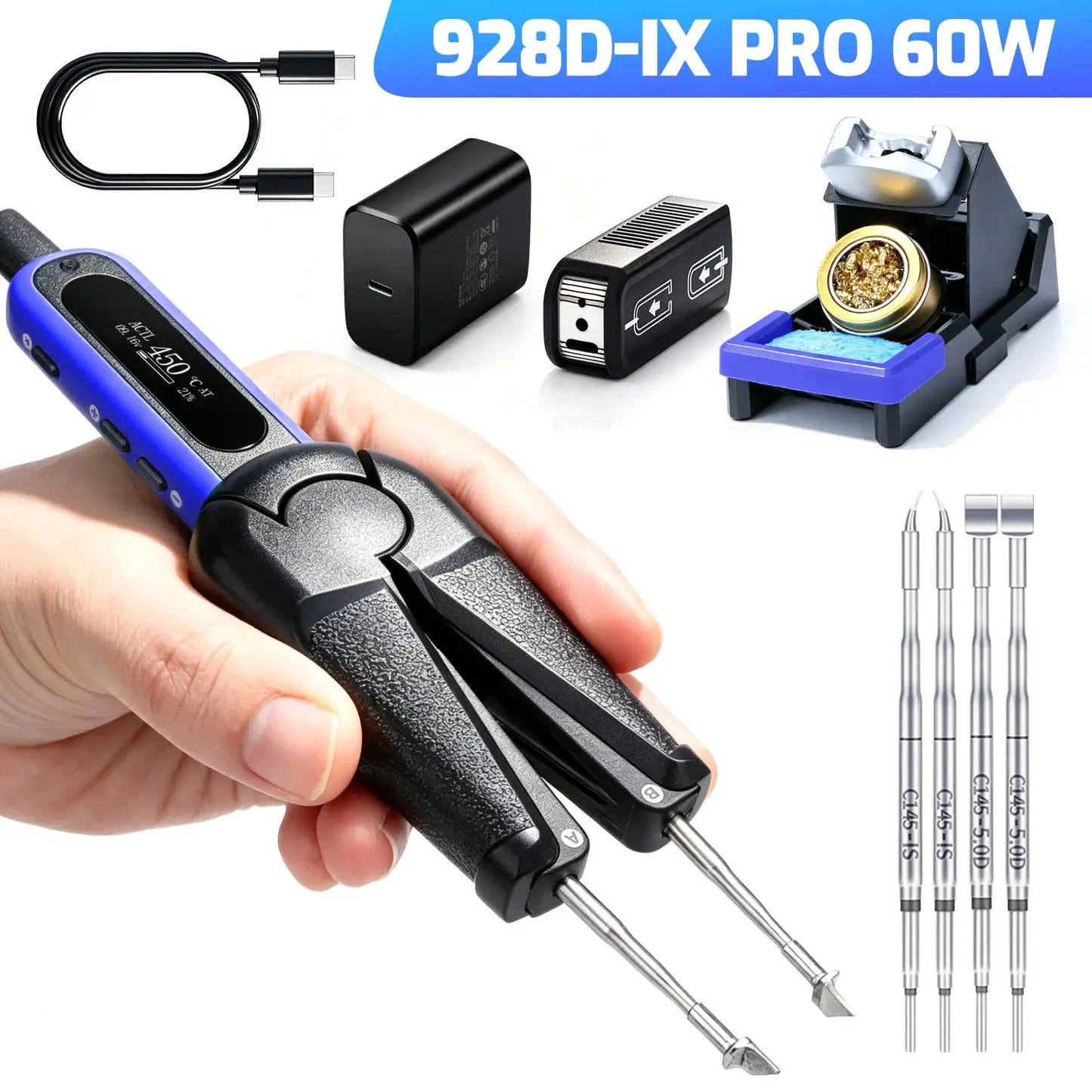 Portable Hot Tweezer Soldering Station 25W/60W Optional WEP 928D-IX Soldering Iron Kit For Precision DIY Hand Tool Support PD/QC from PriceLows™