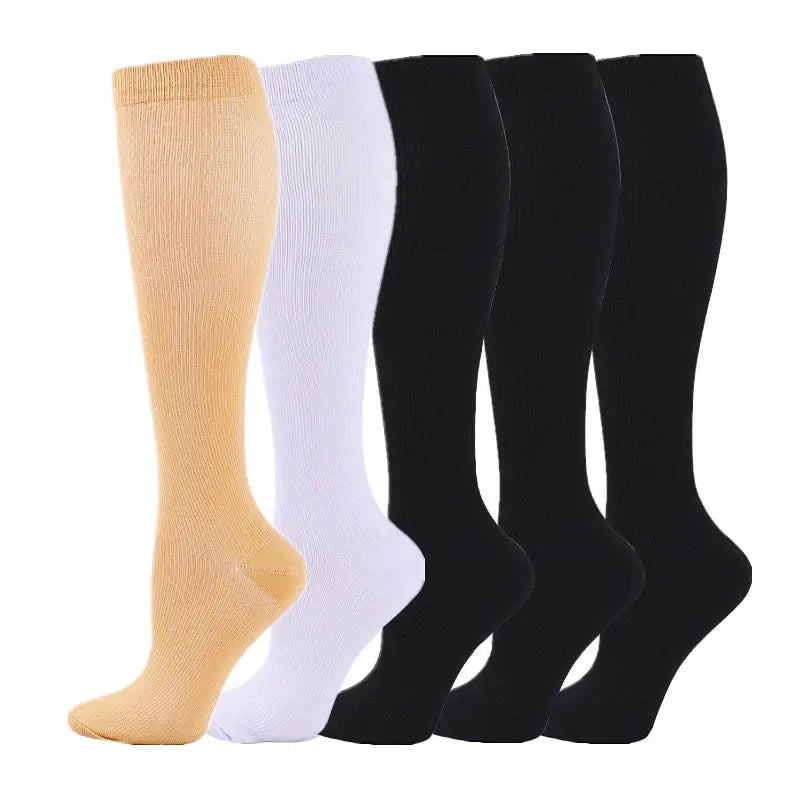 Compression Socks | 20-30 MmHg | Crew Length | 5 Pairs Nylon