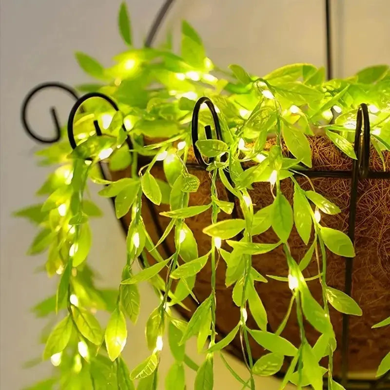 LED Ivy String Lights | Outdoor Plug In | Warm White Bulbs | Garden Decor