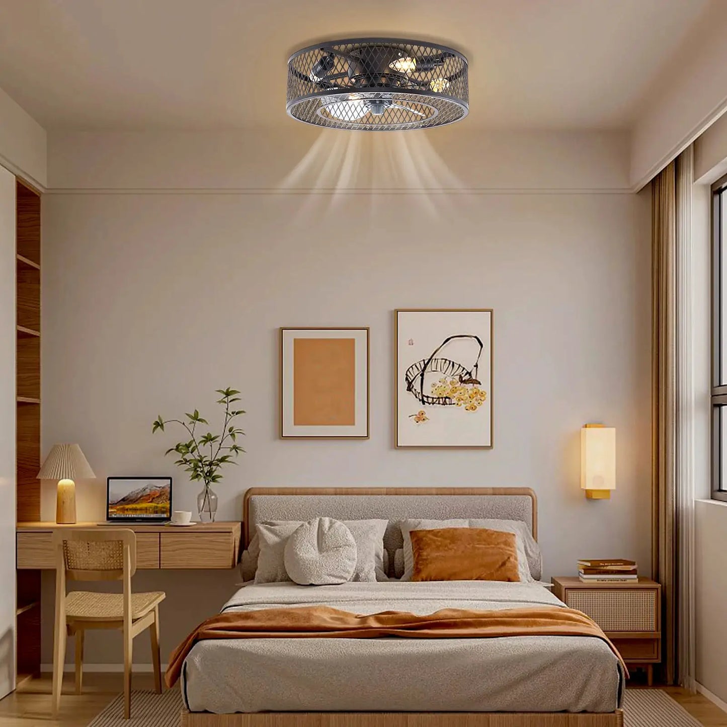18 Inch Fan Pendant Light Black - Without Light Source E27 * 4 for Living Rooms, Restaurants, Bedrooms Foyers, Farmhouses, Bars from PriceLows™