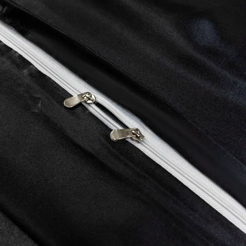 Ice Silk Duvet Cover Set | Solid Black | 80Gsm Light | Multiple Sizes