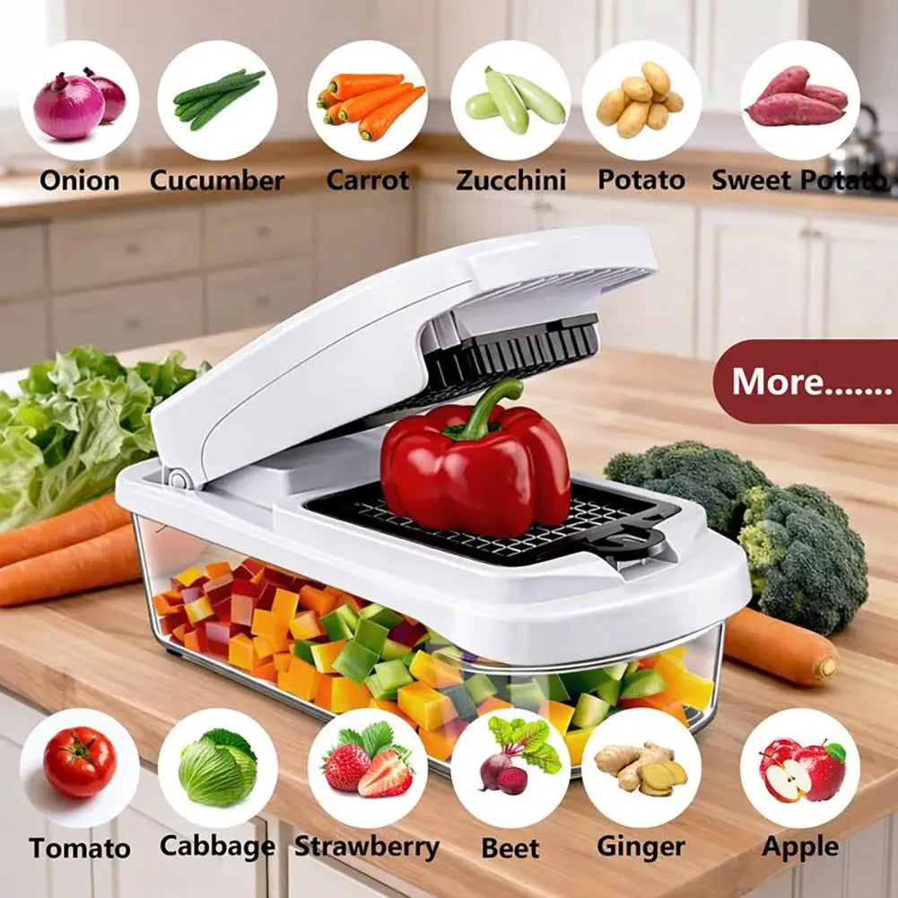 Vegetable Chopper | 15 In 1 Function | 8 Blades With Container