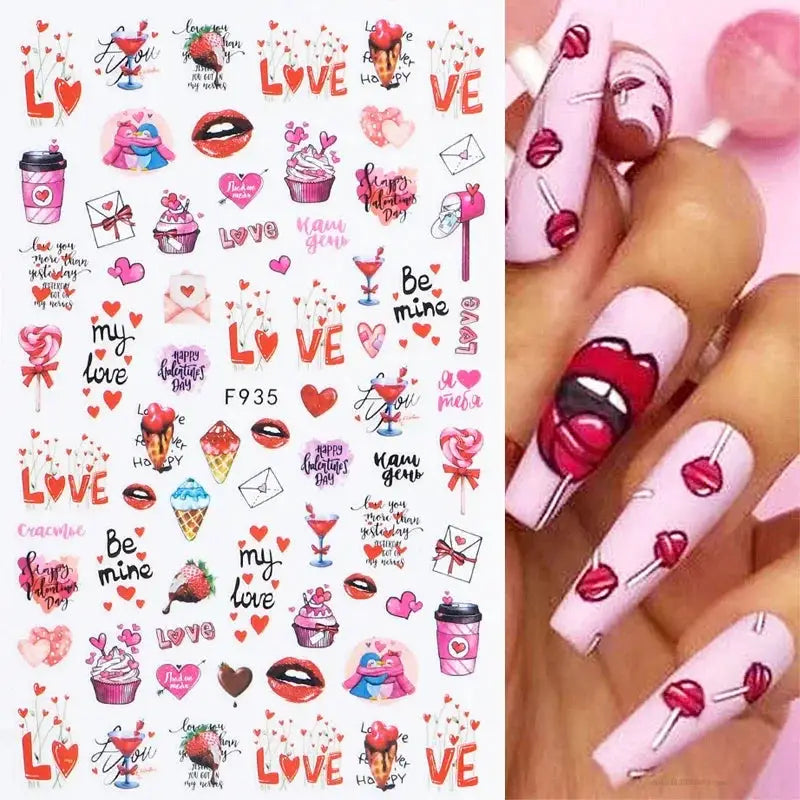 1PCS Laser Love Letter Nail Sticker Nail Art Decoration Flower Star supplies Decals Press On Nails Stickers Parts from PriceLows™