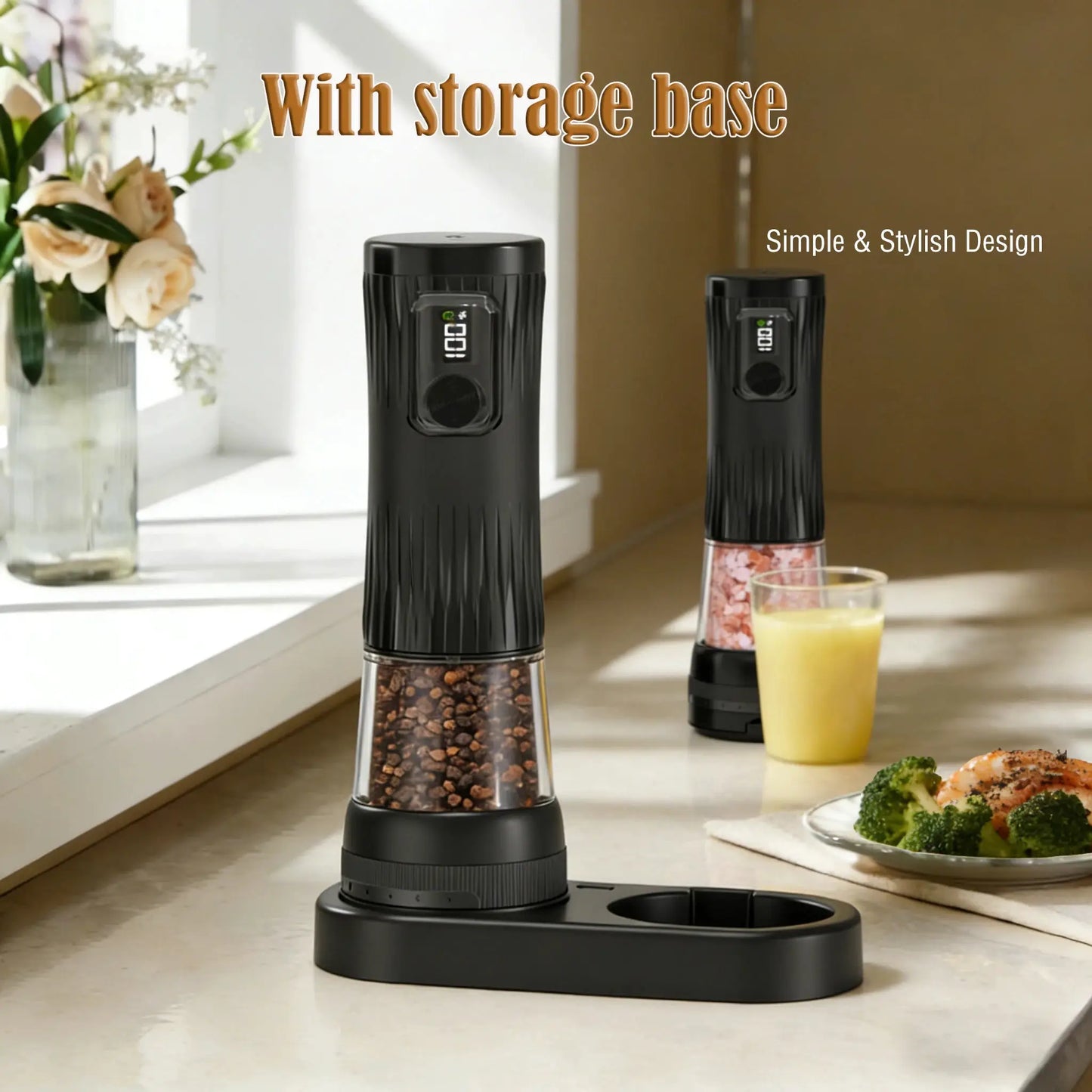 Electric Salt And Pepper Grinder Set | USB Rechargeable | Ceramic Mills
