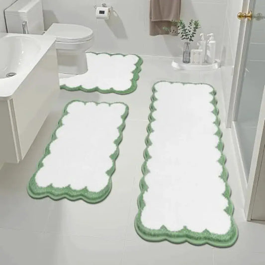 Bathroom Rugs Set 3 Pcs, Scalloped Non Slip Washable Bath Mat with U-Shaped Toilet Rug, Extra Absorbent Quick Dry Soft Plush Sh from PriceLows™