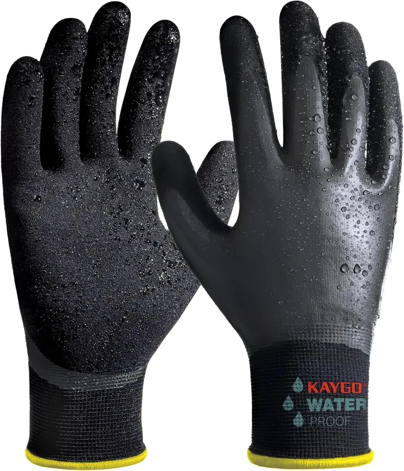 Waterproof Work Gloves, Rubber Coated Non-slip for Garden, Outdoor, Black, L from PriceLows™