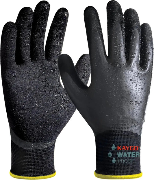 Waterproof Work Gloves, Rubber Coated Non-slip for Garden, Outdoor, Black, L from PriceLows™