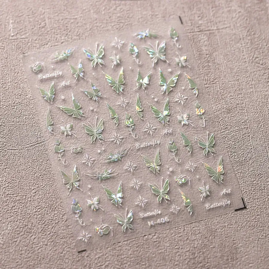 1Pcs 5D Embossed Aurora Butterfly Nail Art Stickers Self Adhesive Decals For Nails Decoration DIY 3D Acrylic Nail Supplies Parts from PriceLows™