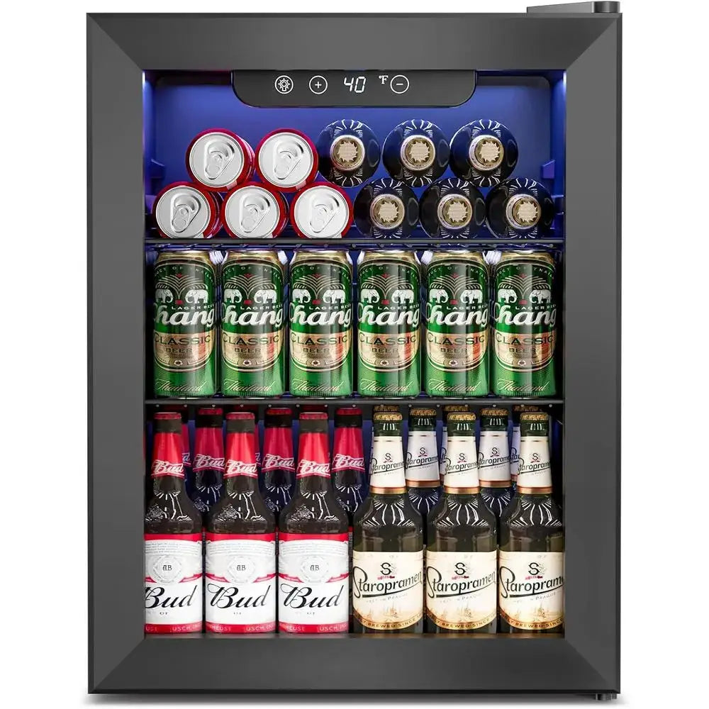 68-Can Capacity Mini Fridge with Glass Door for Beverages, Ideal for Home, Office, or Dorm, Black from PriceLows™