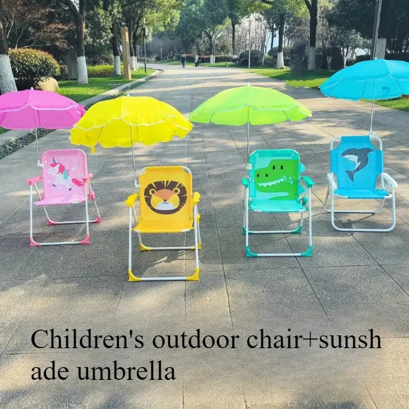 Kids Folding Chair | Umbrella Included | Cartoon Animal Pattern | Outdoor from PriceLows™