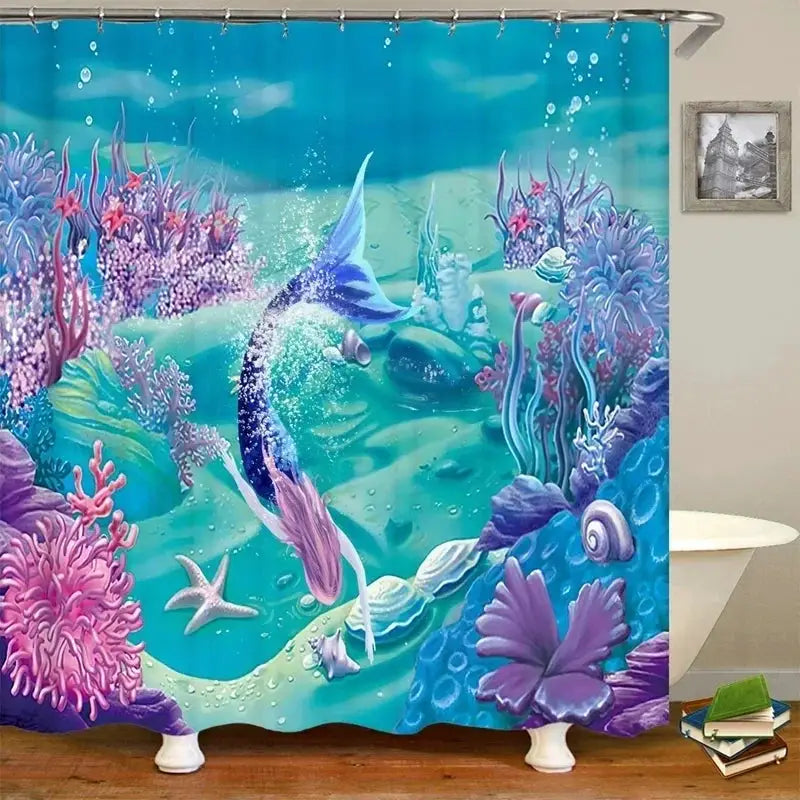 Dolphin Shower Curtain Sea Theme Shower Curtain Hook Washable Dolphin Waterproof 3D Animals Shower Curtain for Bathroom Decor from PriceLows™