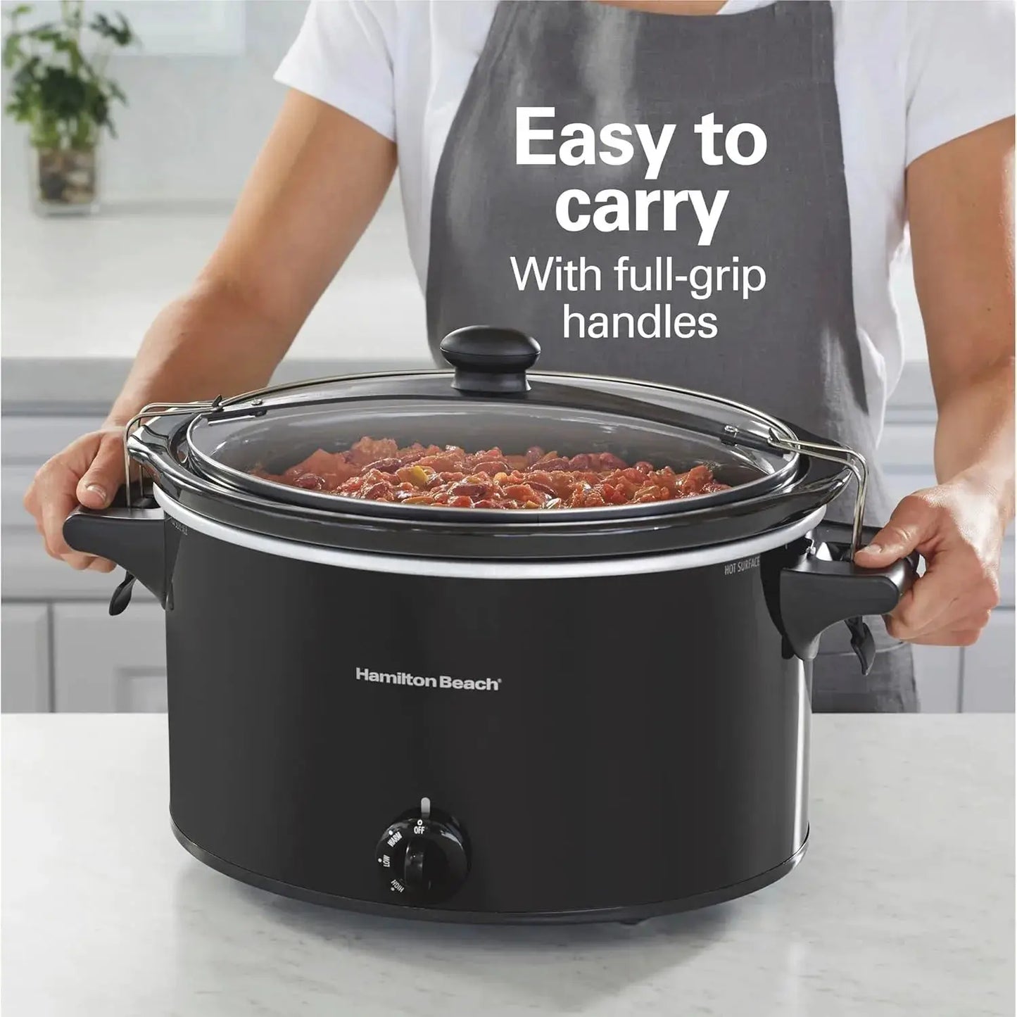 Slow Cooker Pot | 10 Qt | Stoneware | Portable with Lid