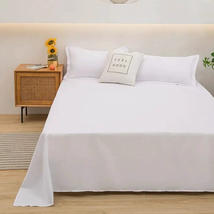 1pc Solid Color Flat Bed Sheet Soft Home Linen for Single/Double/Queen/King Beds from PriceLows™