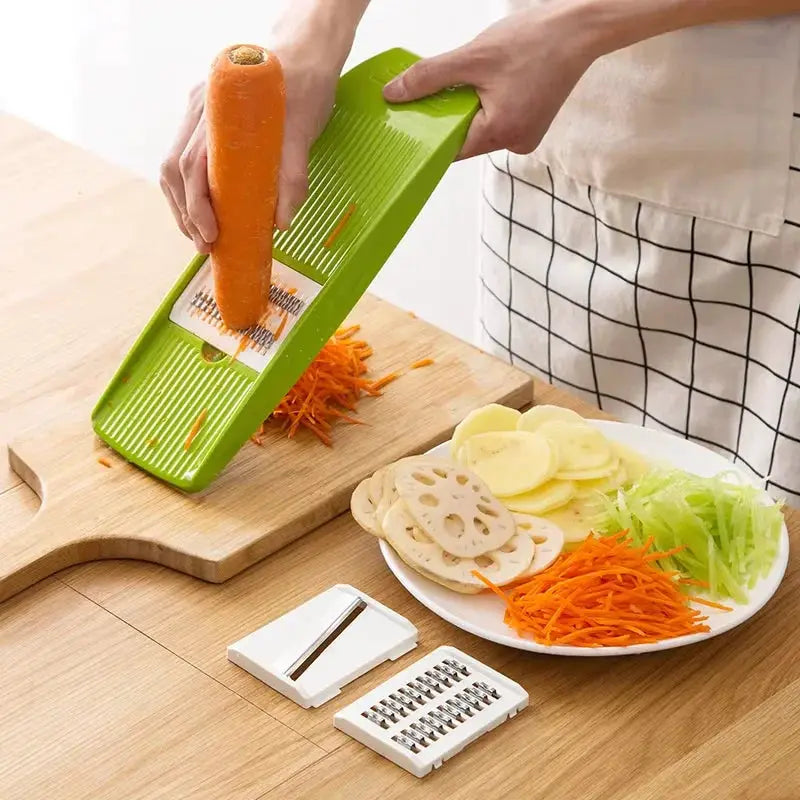 Handheld Mandoline Slicer | 3 Stainless Steel Blades | Adjustable Thickness