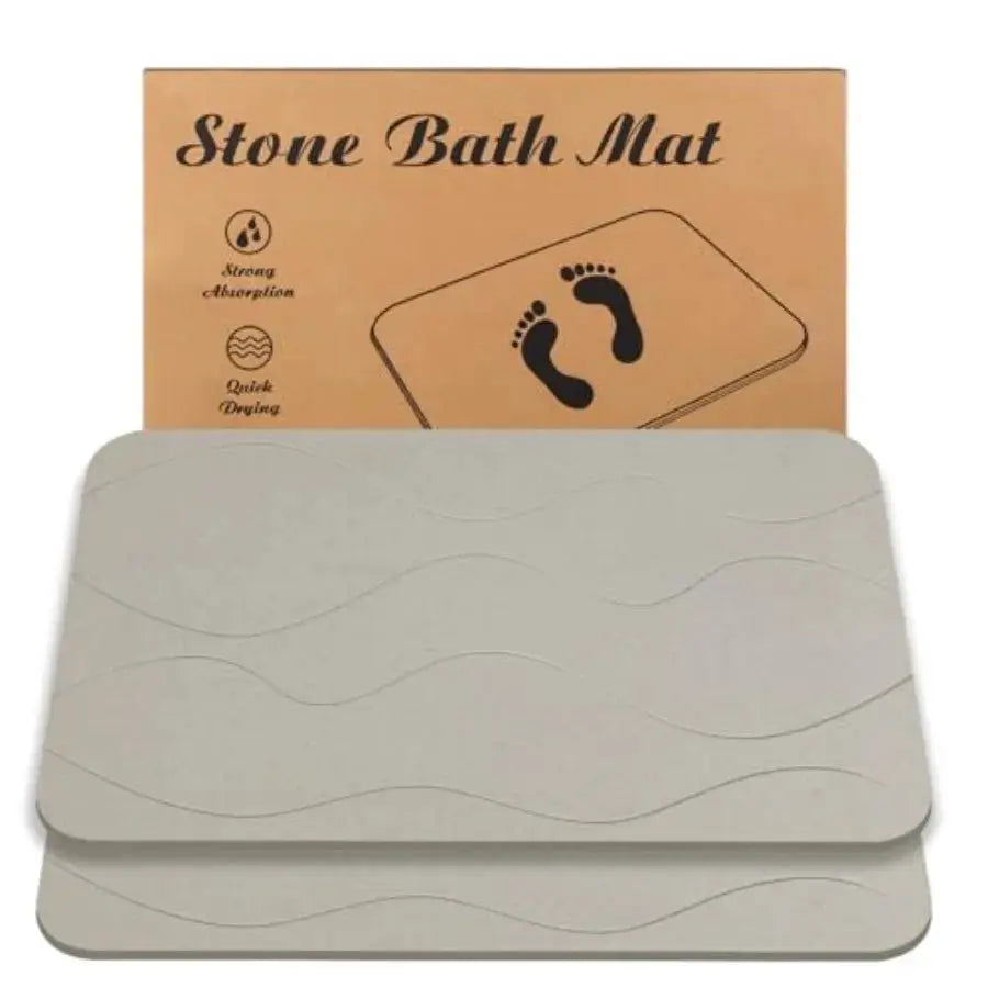 Stone Bath Mat, Set of 3, Diatomaceous Earth Shower Mat, Non-Slip Super Absorbent Quick Drying Bath Mat for Bathroom Floor, Gre from PriceLows™