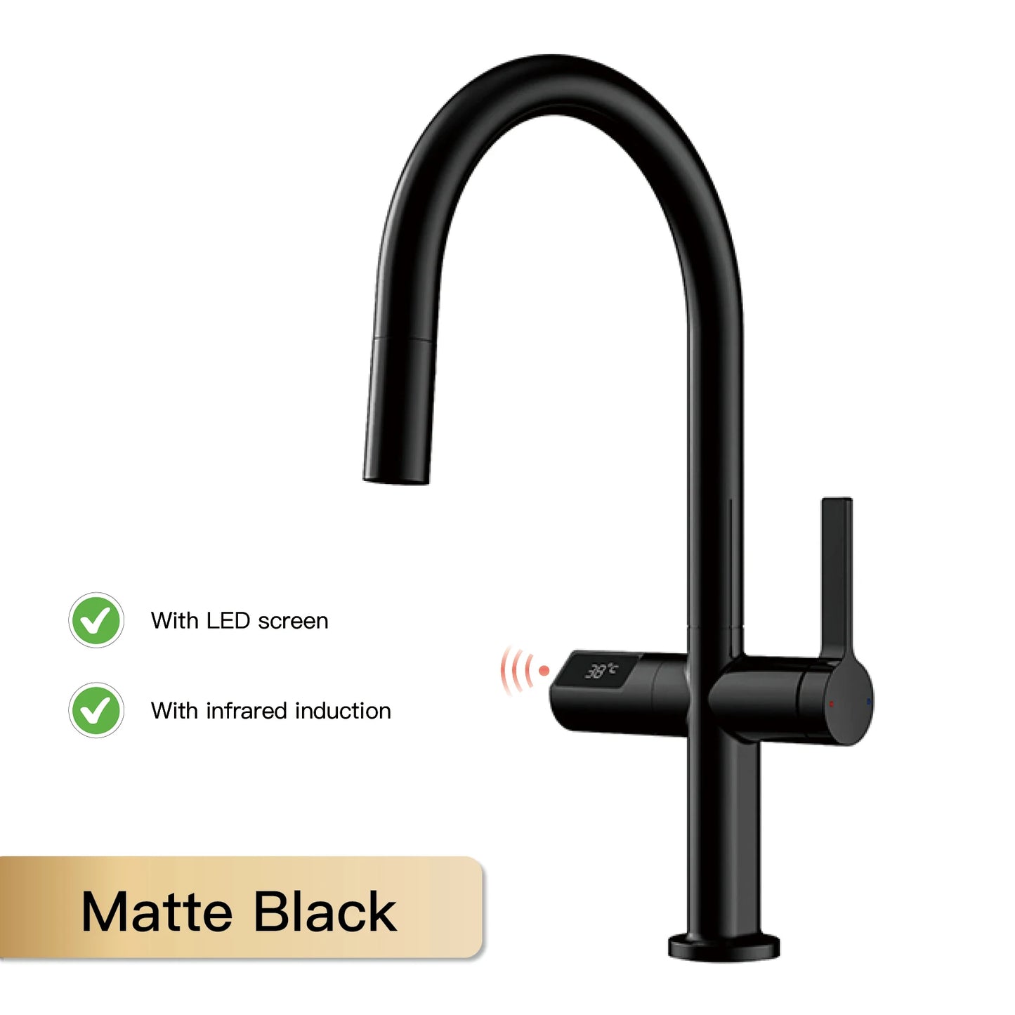Kitchen Faucet | Digital Display | Gun Gray Brass | Two Function