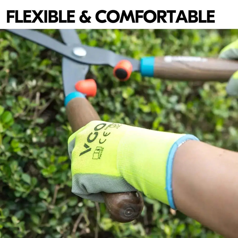 15-Pairs Saety Work Gloves, Gardening Gloves, Polyurethane Coated, Dipping Gloves, Latex ree (Size L, Yellow, PU2103) from PriceLows™