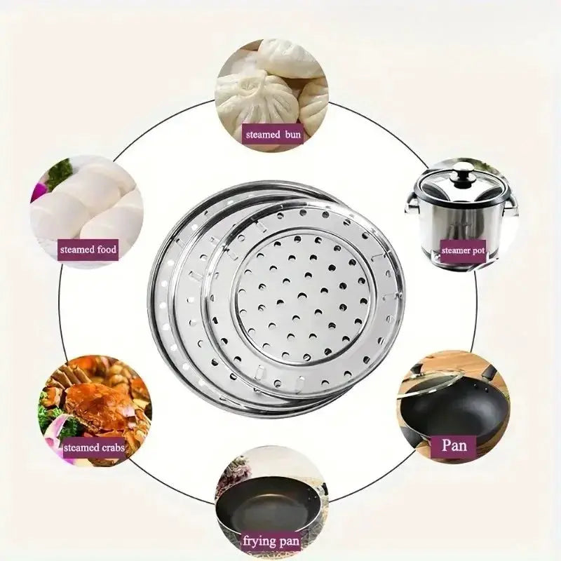 Stainless Steel Round Steam Tray | Removable Legs | Fits Instant Pots, Stockpots