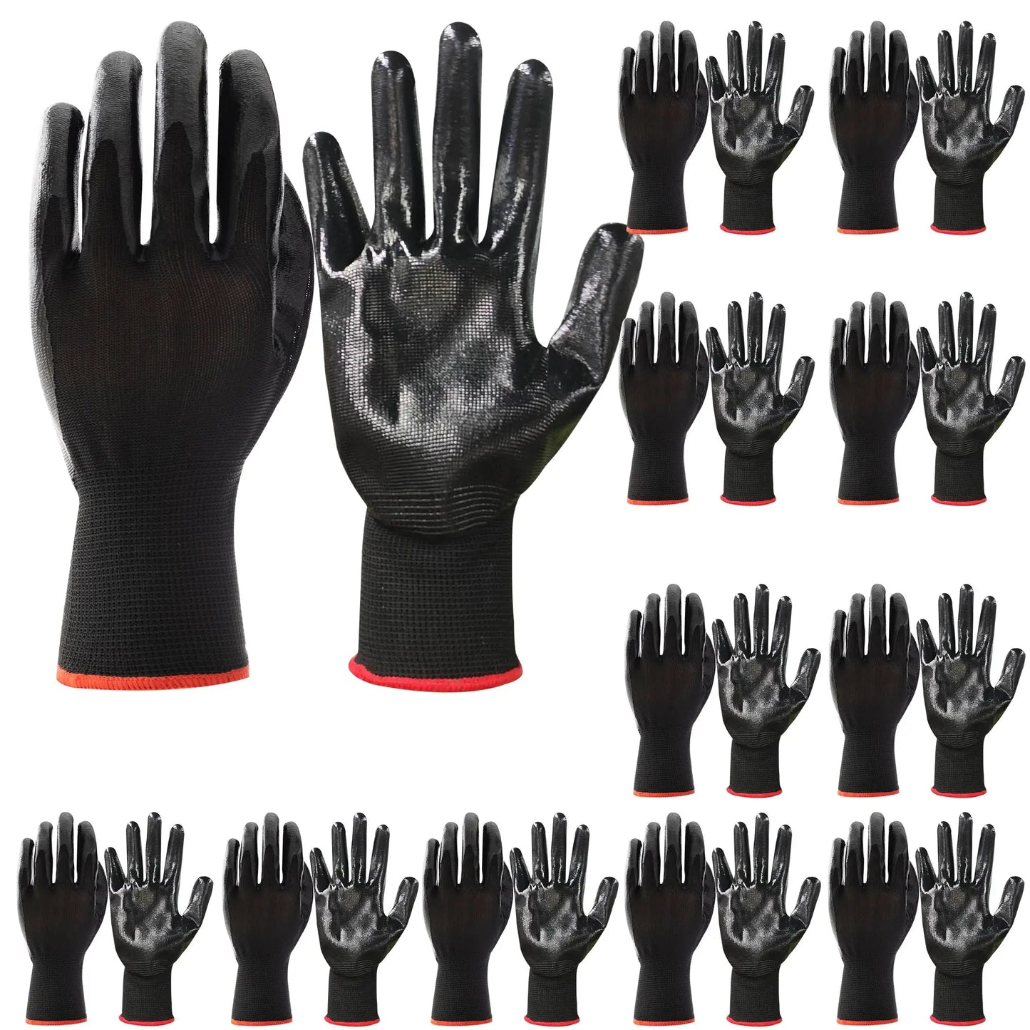 12-Pack Nitrile Rubber Gloves, Gardening Gloves Oil-Resistant Non-Slip Grip for Mechanics & Laborers | Medium from PriceLows™