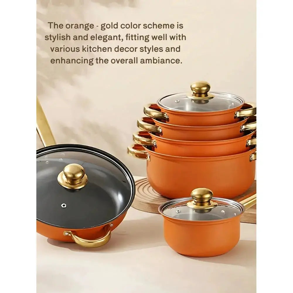 Stainless Steel Cookware Set, NonStick Cookware Set, HeatResistant, Frying Pan, Saucepan, Stew Pot, Versatile, Stylish, Durable from PriceLows™