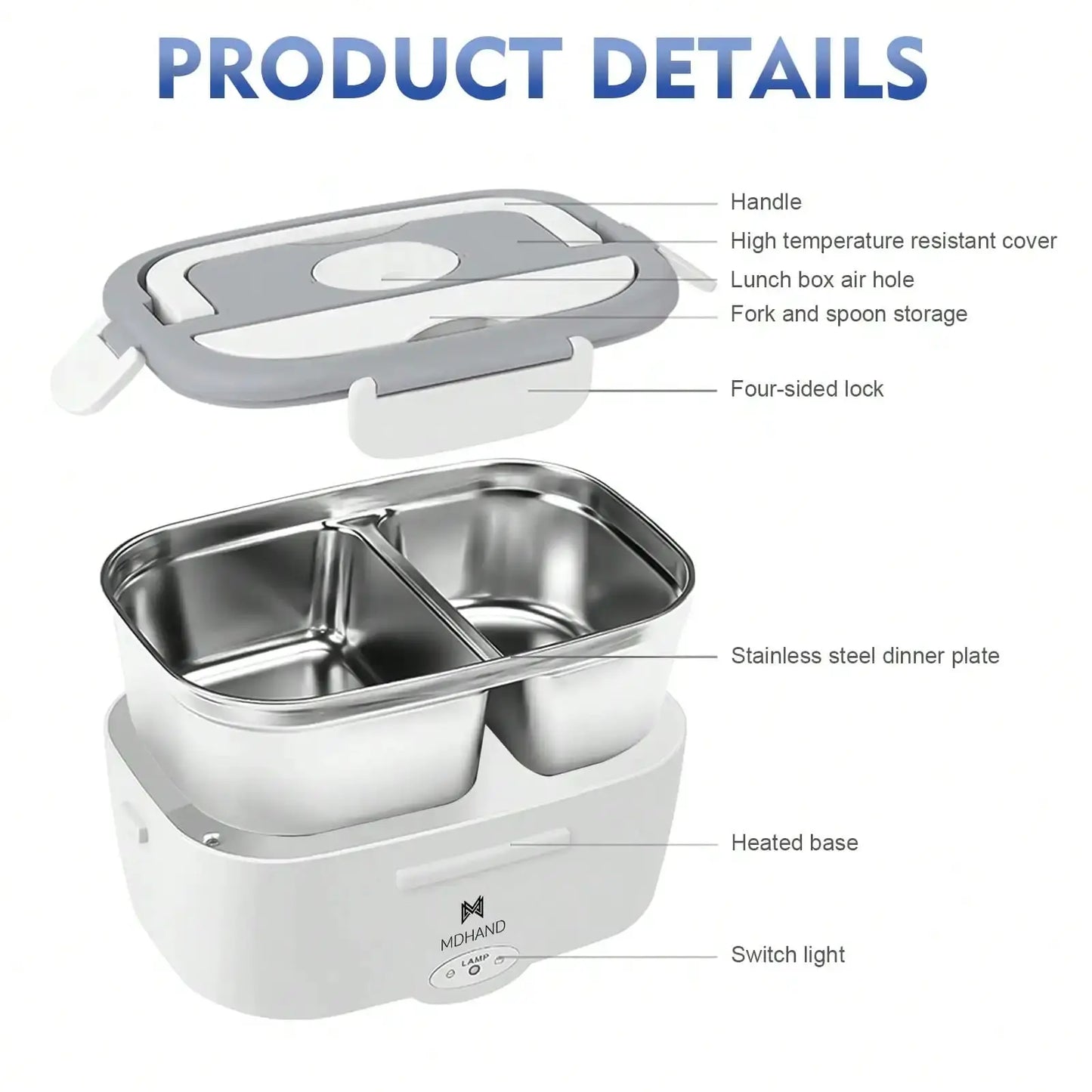 Electric Lunch Box Food Heater, Portable Warmer For Car Truck Work With 304 Stainless Steel Container, 12V Heated Lunch Box Suitable For Ideal Driver/Work/Gift from PriceLows™