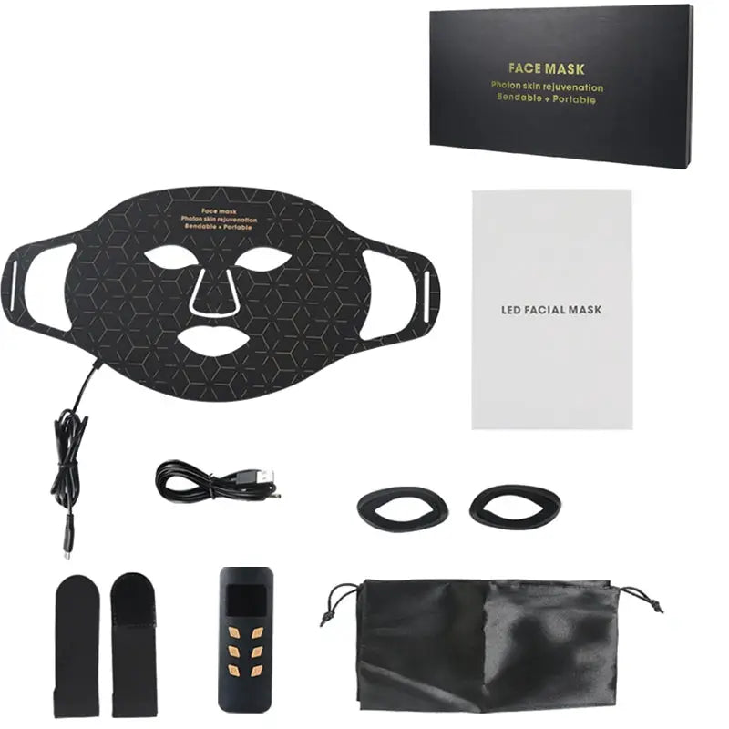 3+1 Colors LED Red Light Face Mask Devices 460nm 630nm 590nm 850 nm Led Light Infrared Beauty Mask at-Home use and Travel from PriceLows™