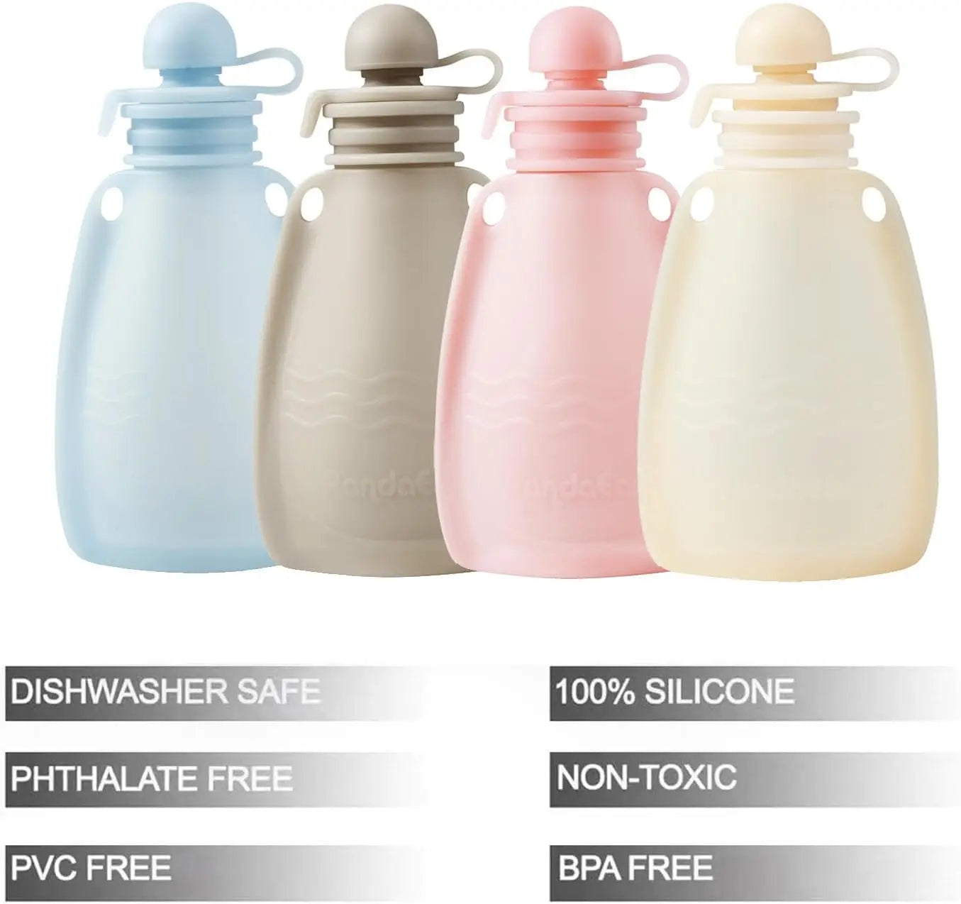 Reusable Silicone Baby Food Pouches | 5 oz | BPA Free | 4 Pack