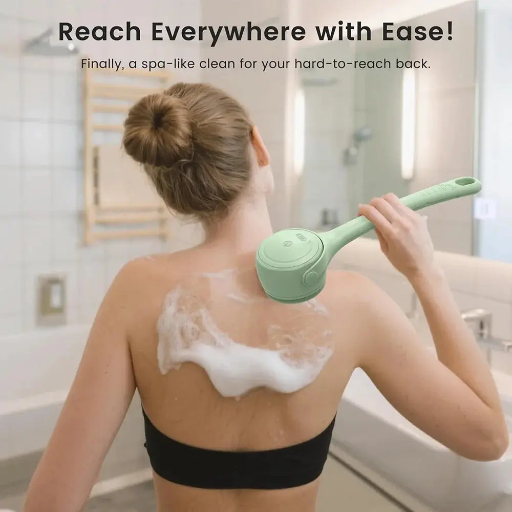 Electric Silicone Bath Brush | 4In1 Back Scrubber | Long Handle