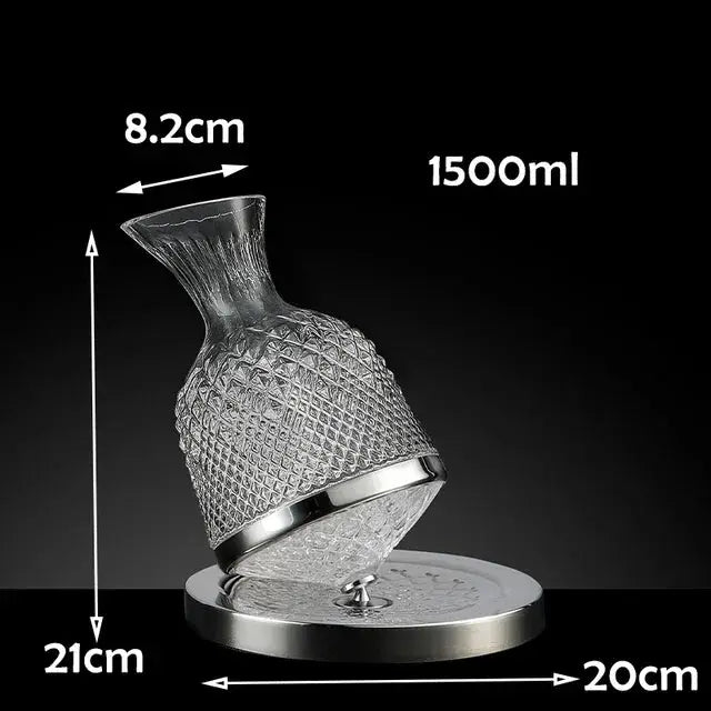 360 Rotating Wine Decanter Tumbler 1500ml Decanter Dispenser Crystal Glass Bottle Wine Aerator Mirror Jug Gift Bar Decoration from PriceLows™