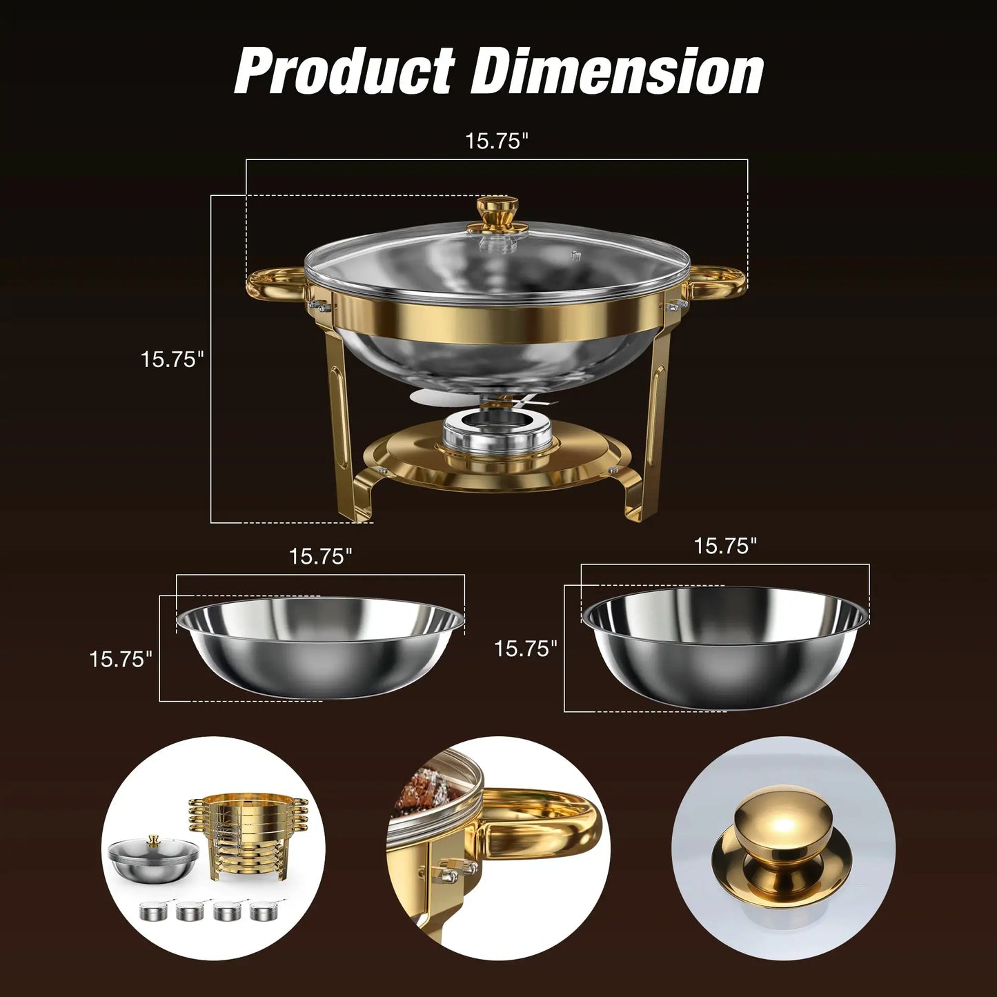 2/4 Pack Chafing Dishes for Buffet 5QT Round Stainless Steel Chafing Dish Set for Home Parties, Christmas Buffet Warmer Set from PriceLows™