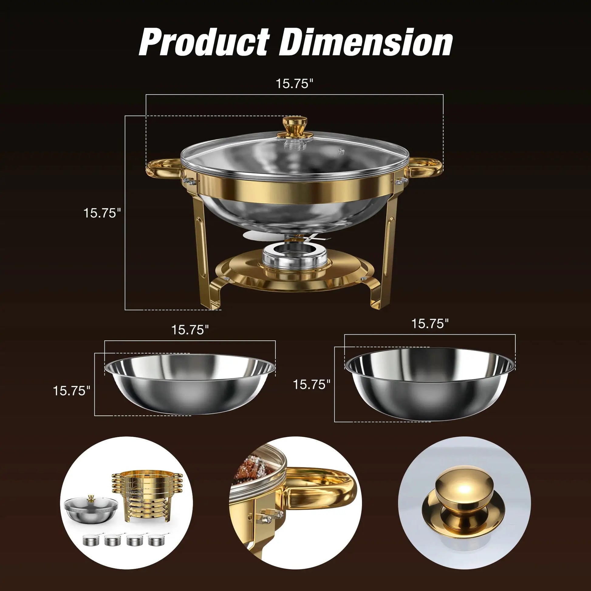 2/4 Pack Chafing Dishes for Buffet 5QT Round Stainless Steel Chafing Dish Set for Home Parties, Christmas Buffet Warmer Set from PriceLows™
