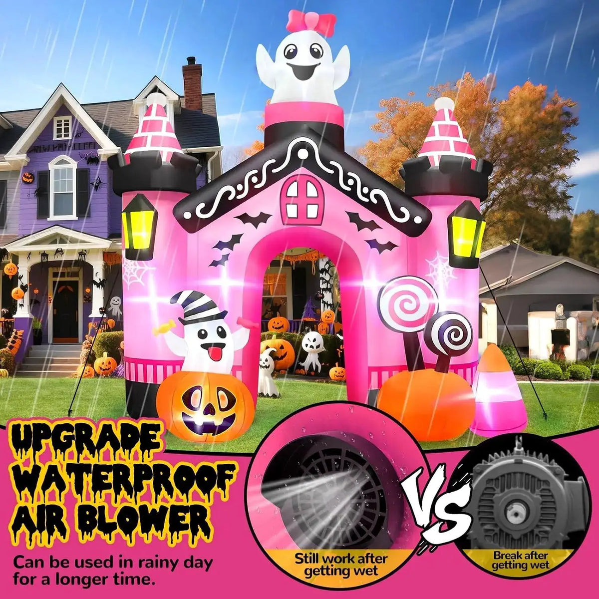 Halloween Inflatable Ghost Archway | 11 Ft | Built In Leds | Outdoor Decor