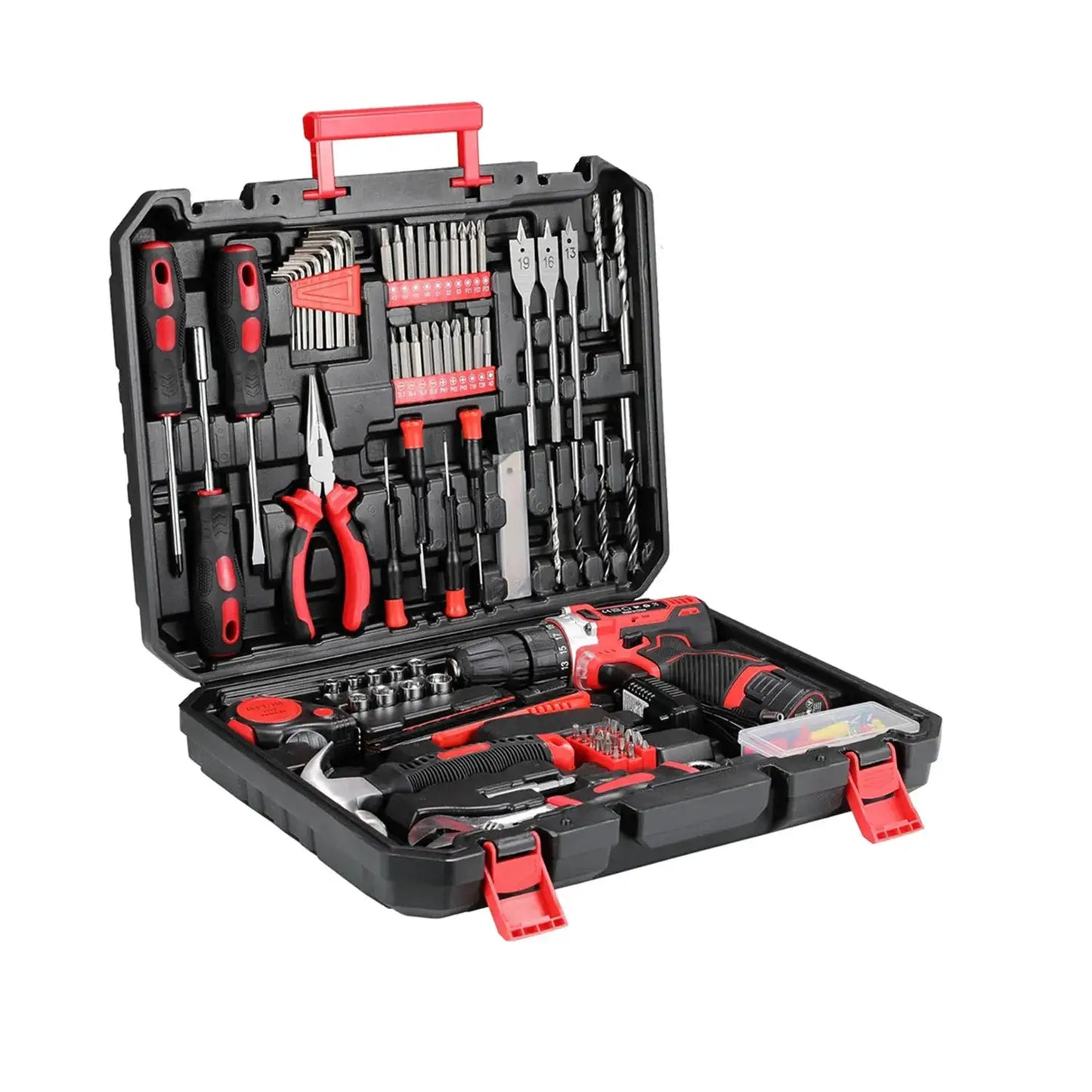 138 Pcs Power Hand Tool Set with 12V Cordless Drill, Home DIY Repairs Maintenance Tool Box,Combination Tool Kit from PriceLows™