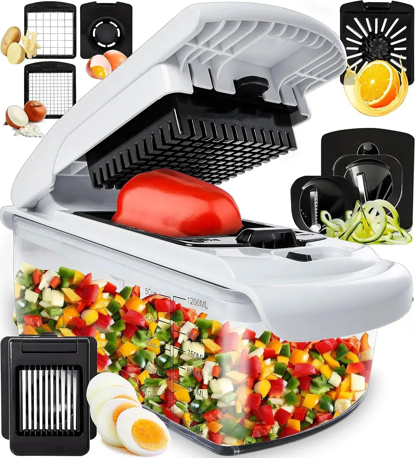 Vegetable Chopper | Spiral Cutter | With Container | One Size