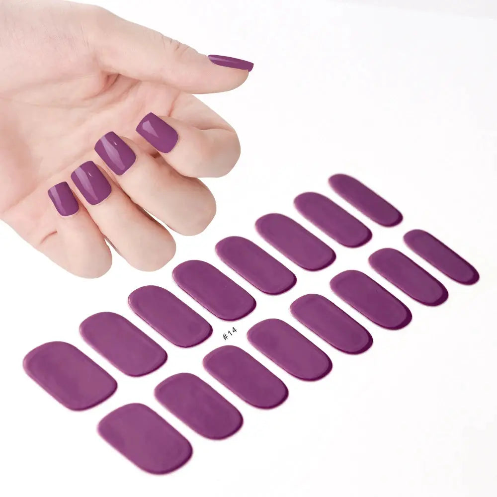 1Pcs Semi-Cured UV Gel Nail Sticker Pure Color Full Cover Waterproof Long-lasting Nail Strips 16Tips DIY Nail Polish Stickers *& from PriceLows™