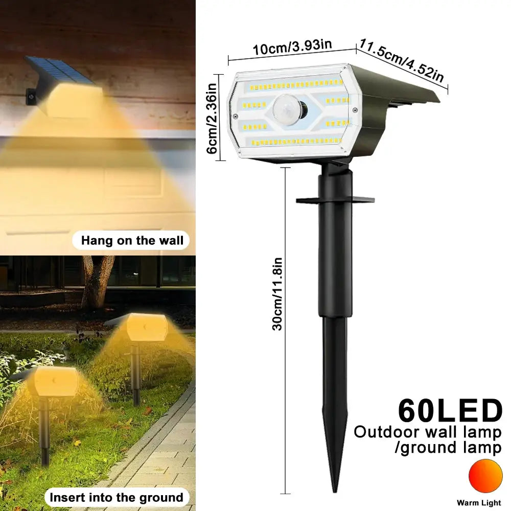 Solar Spot Lights Outdoor Motion Sensor 56/60LEDS Solar Landscape Spotlights 3 Modes Waterproof Wall Lamp Yard Driveway Walkway from PriceLows™