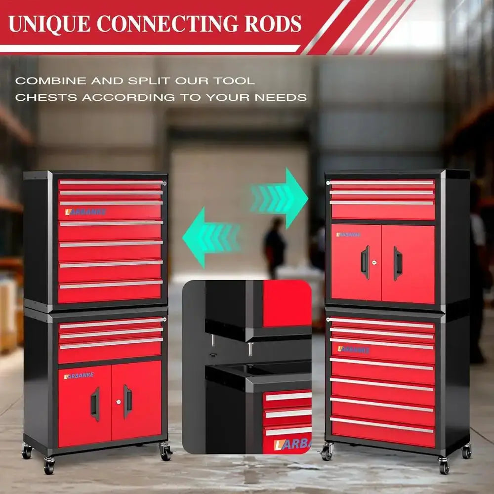 10-Drawer Rolling Tool Chest with Detachable Countertop, Heavy-Duty Metal Cabinet for Garage and Workshop Organization from PriceLows™