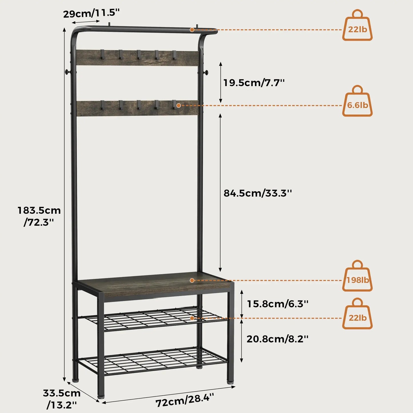 JHK 4-in-1 Coat Rack with Shoe Bench Entryway Bench with Shoe Storage Hooks Mudroom Storage Organizer with Shelves For Home from PriceLows™