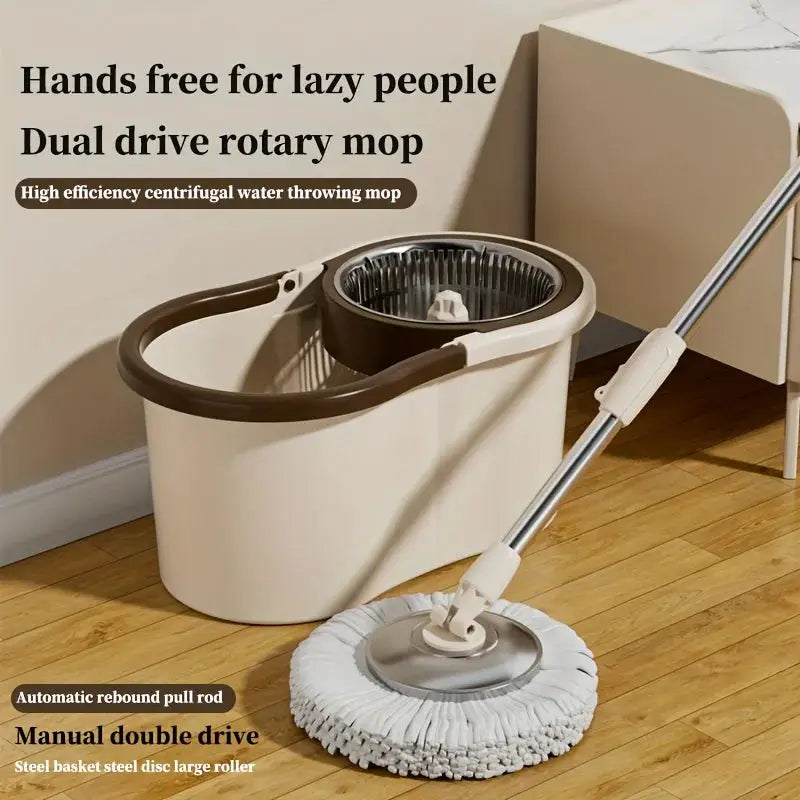 2-in-1 Dual-Drive Rotary Mop Set with Bucket – 360° Spin Mop for Wet & Dry Floors, Hands-Free Wringing, Easy Home Cleaning from PriceLows™