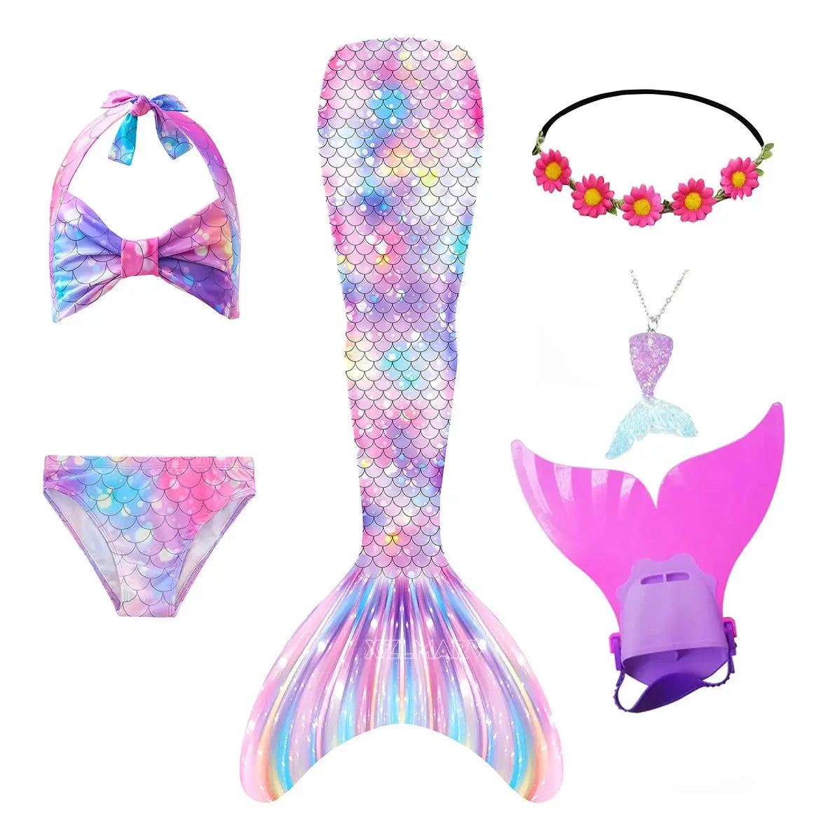 Mermaid Costume for Girl Mermaid Tail for Swimming Can Add Monofin Fin Girls Ariel Mermaid Costumes Cosplay Birthday Gift from PriceLows™