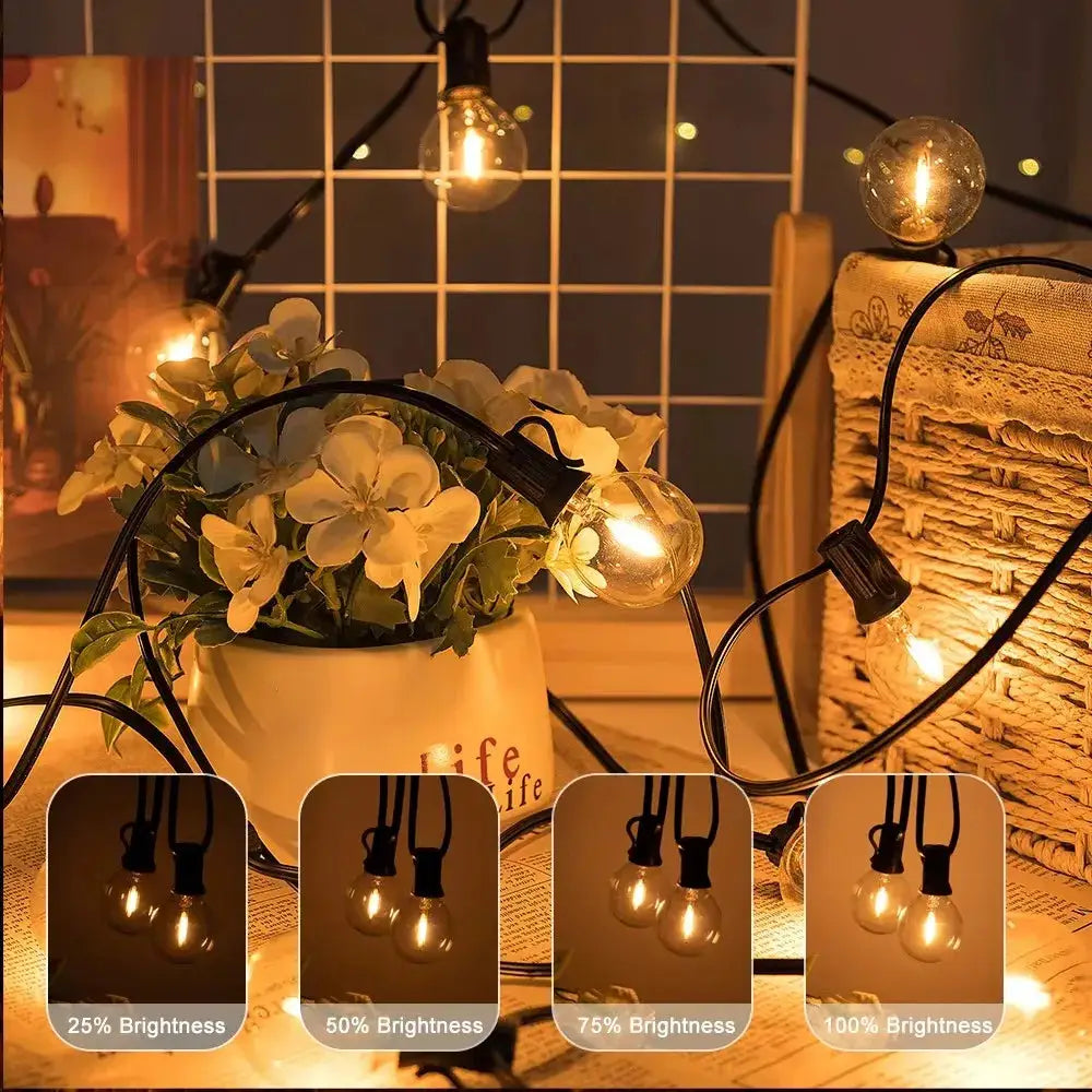 Outdoor LED Waterproof G40 String Light EU Plug Shatterproof Light Bulb Garden Fairy String Lights for Patio Festoon Party Decor from PriceLows™