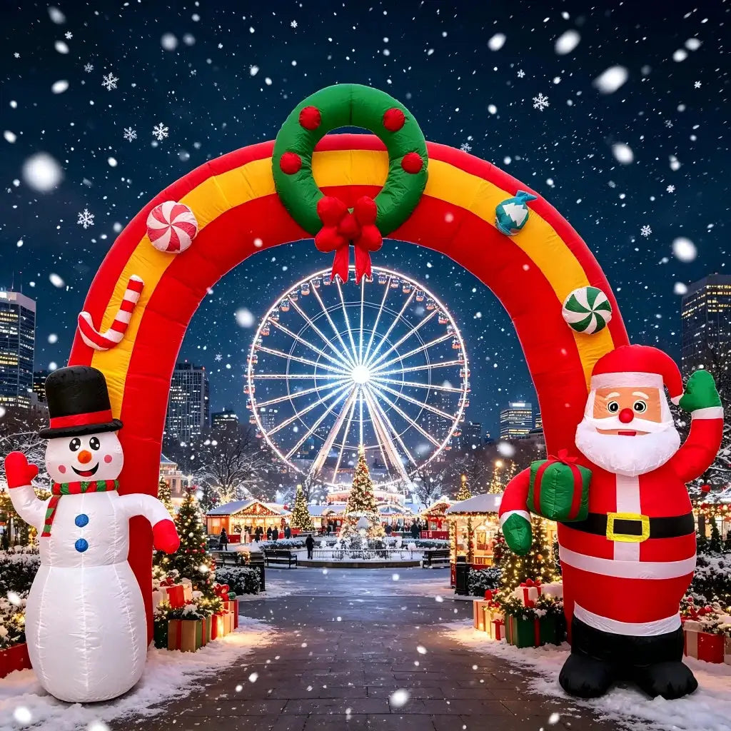 Christmas Inflatable Arch | 11.8 Ft Size | LED Lights | Santa And Snowman