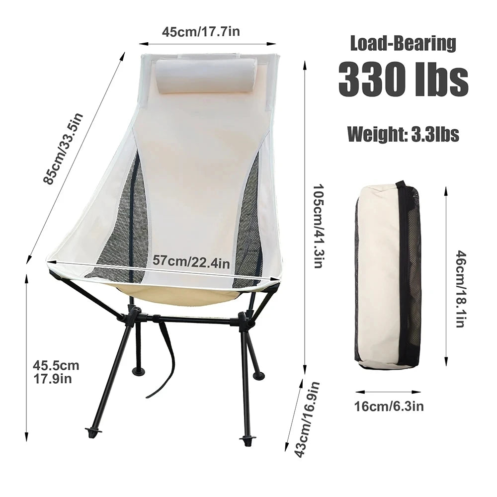 Folding Camping Chair | Aluminum Alloy Frame | Headrest | One Size