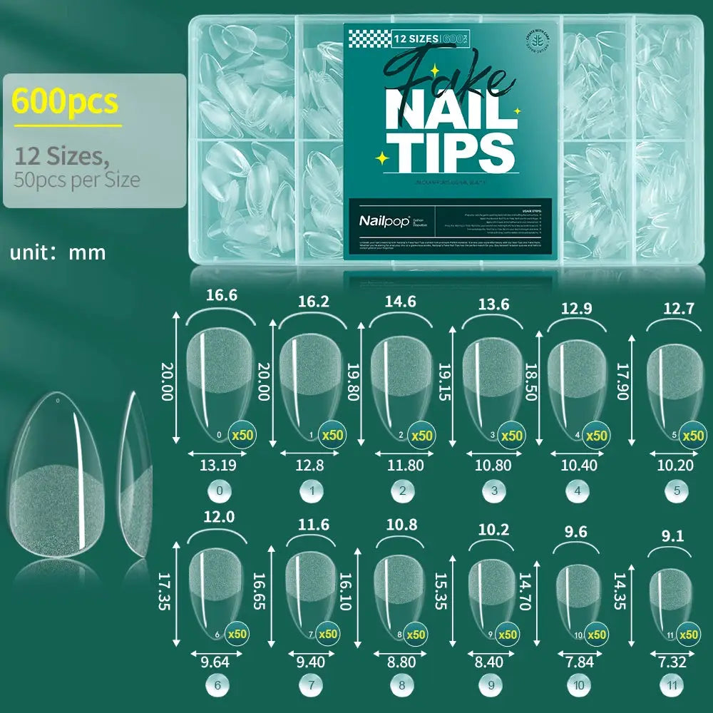 Nailpop 600PCS Nail Tips Full Cover Medium Length Ballerina Press On False Nail Extenison Tips with Box for Salons and Home DIY from PriceLows™