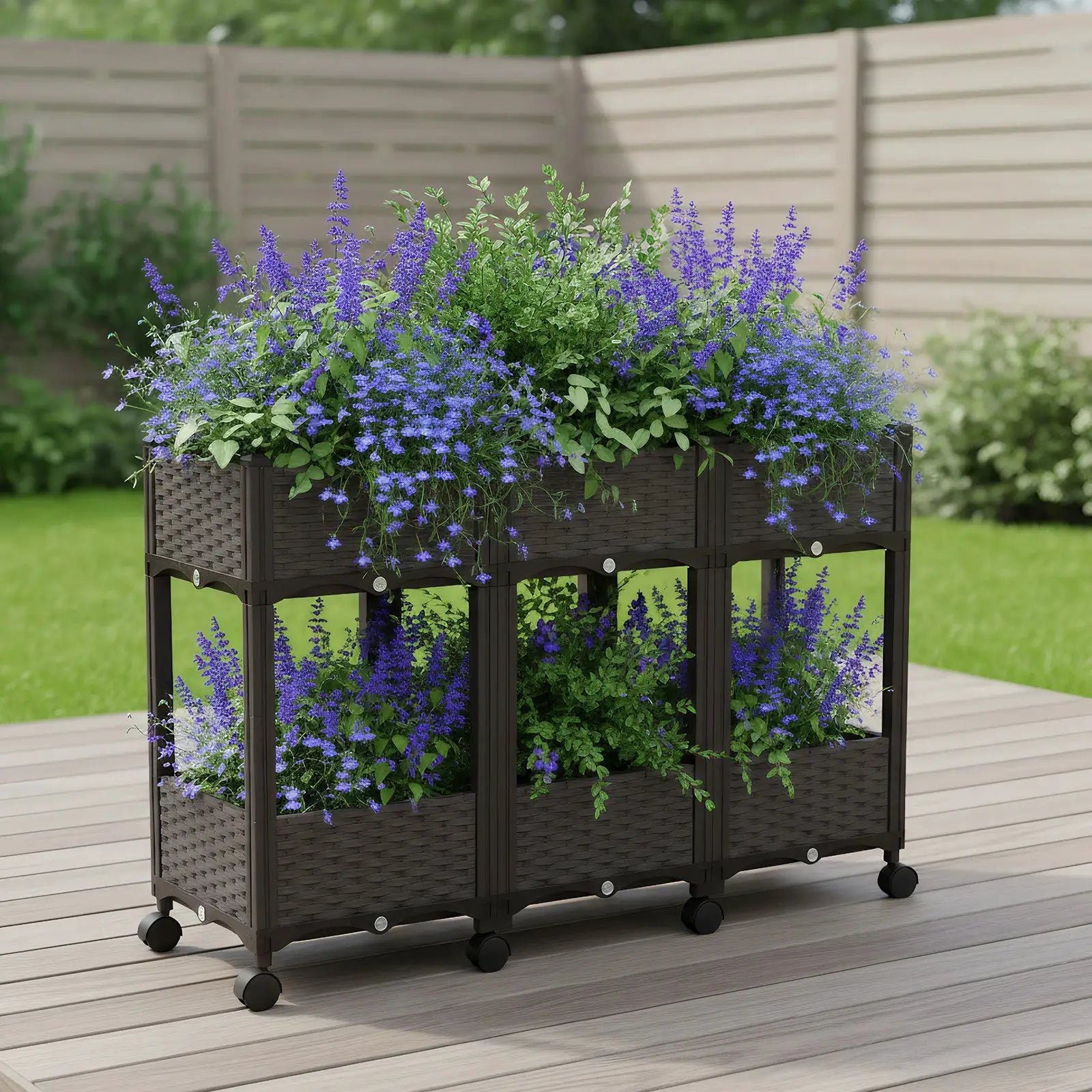 Standing Planter Beds with Wheels Planter Box for Outdoor Plants Tomato Flower Vegetable from PriceLows™