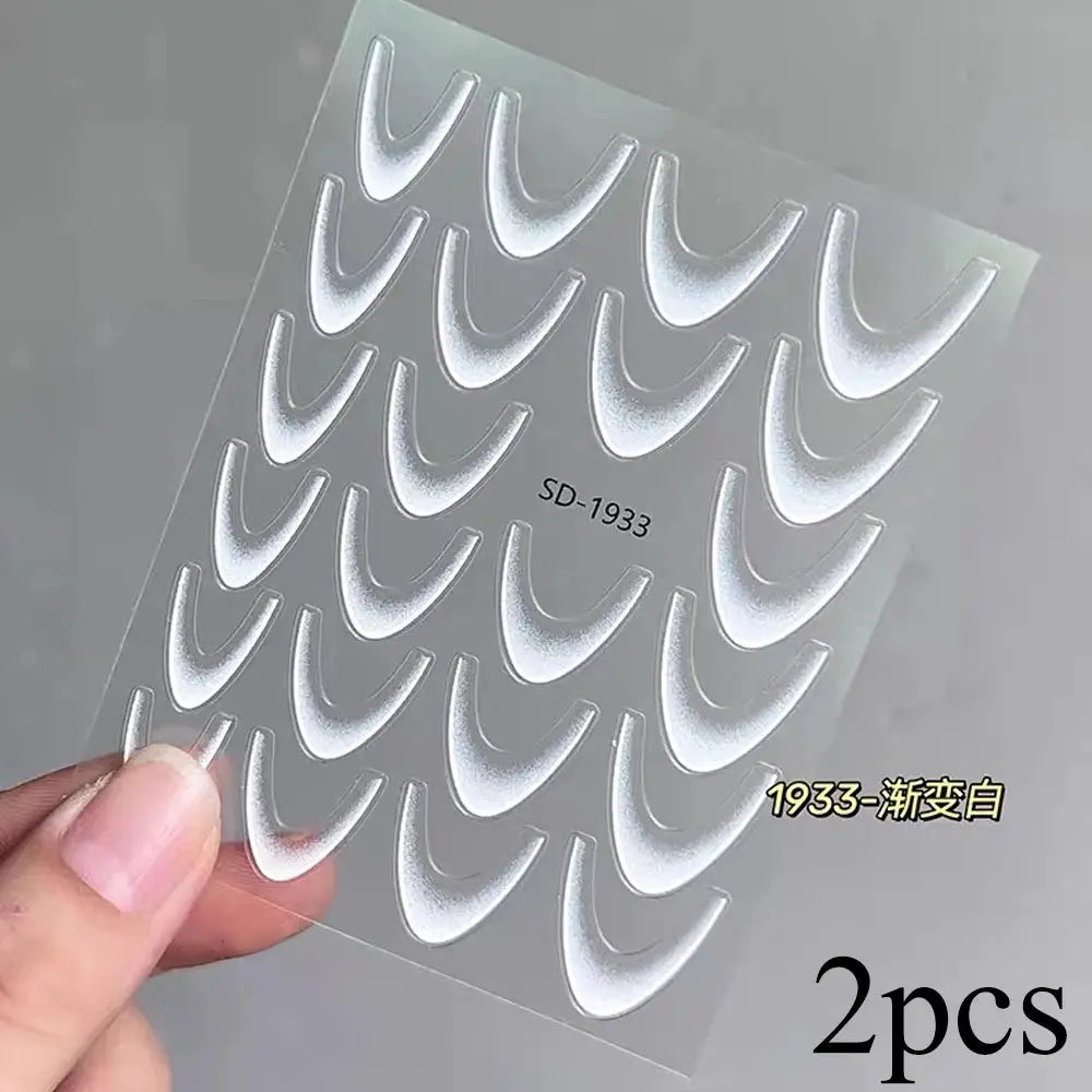 2Sheets French Gradient Line Nail Art Stickers 3D Self-Adhesive White+Black Slider Design Stencil Manicure Guides DIY Nail Decor from PriceLows™