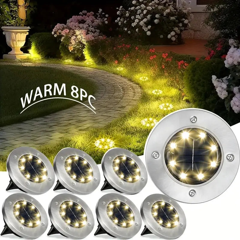 1-8 Packs Solar 8LED Ground Lights Decorative for Outdoor Illumination Stainless Steel Street Lamps For Courtyards Gardens Paths from PriceLows™