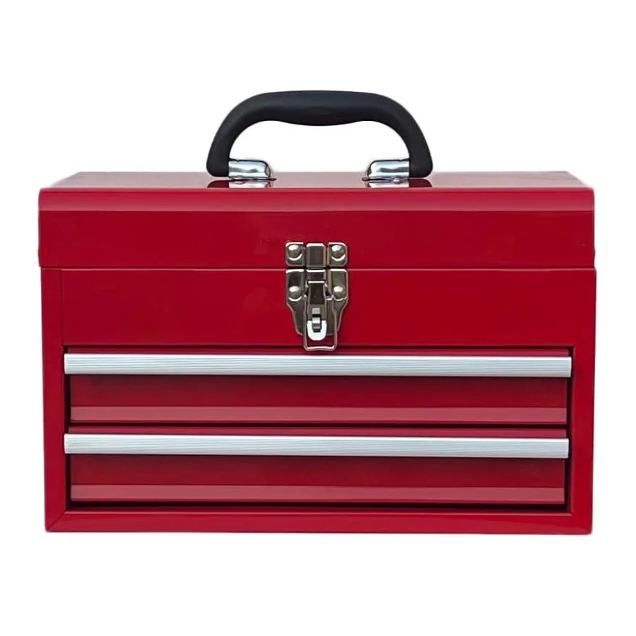 Portable Metal Tool Chest with 2 Drawers, 14" 2-Drawer Tool Chest Cabinet with Ball Bearing Drawer Slides, Steel Tool Storage B from PriceLows™