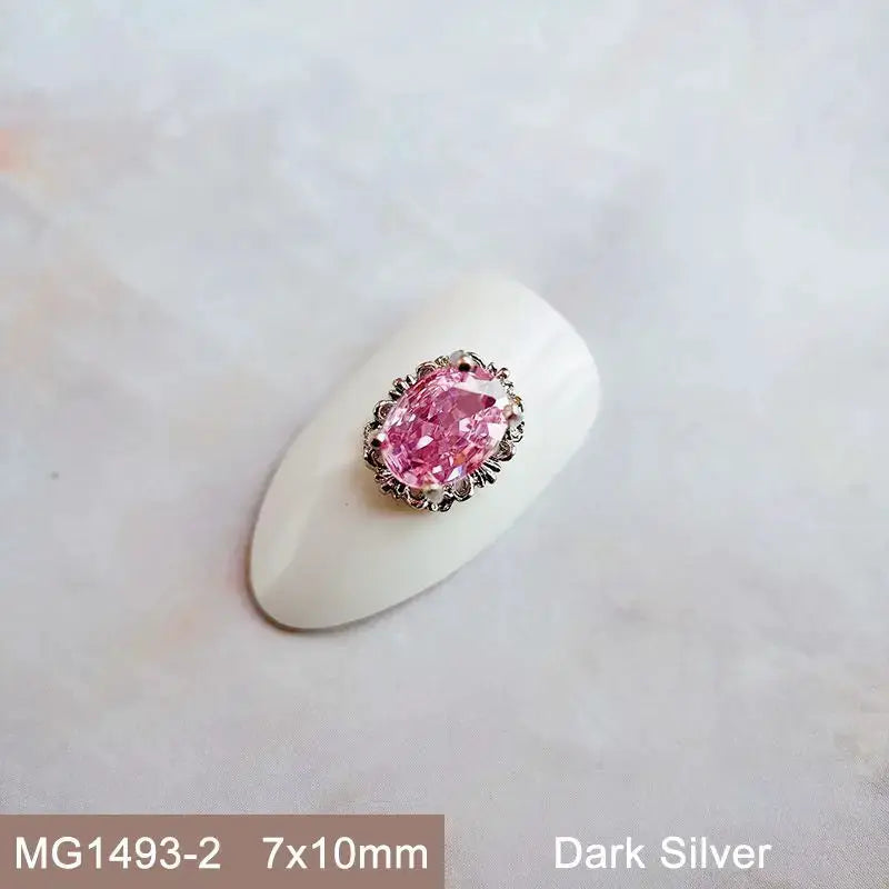 10pcs Pink Black Blue Oval Drop Round Zircon Bright Silver Nails Jewelry Decorations Nail Art Accessories Charms Parts Supplies from PriceLows™